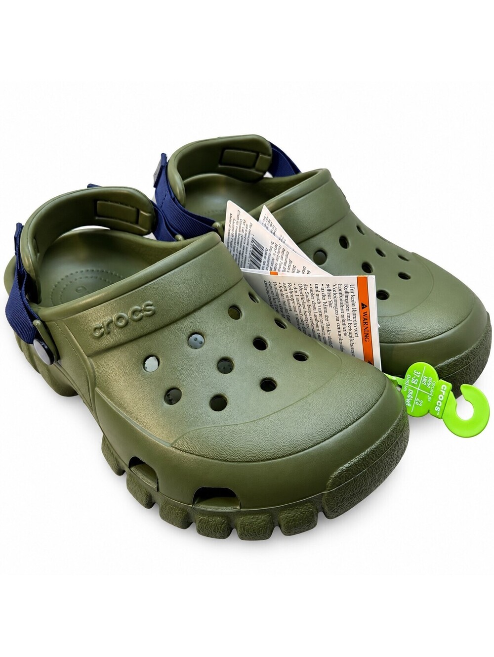 Crocs All-Terrain Clog in Olive Green w/ Navy Strap, Size Men 5 / Women 7